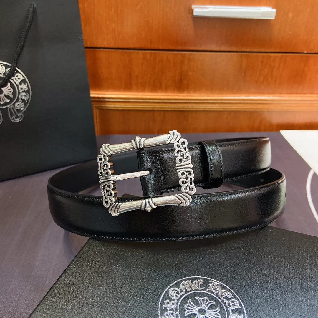 𝐂𝐡𝐫𝐨𝐦𝐞𝐇𝐞𝐚𝐫𝐭𝐬 Crow Heart Japanese pin buckle belt [fixed style], brass silver-plated hardware and imported wax leather belt, very cool. Width 3.0cmp520